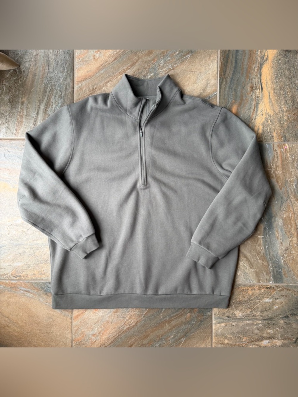 CRZ YOGA Fleece Lined Half Zip Sweatshirt Mock Neck Gray Sage Men’s Size XXL - Picture 4 of 13